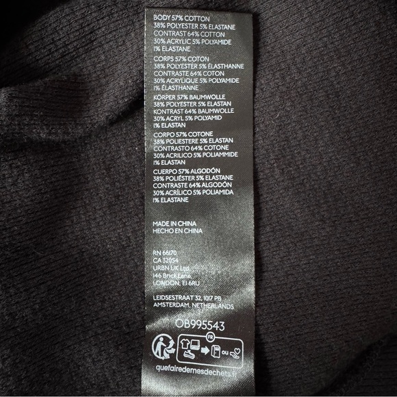 Free People Switch It Up Boho Thermal Mock Neck Crochet Cuff Top Black XL - Picture 8 of 9